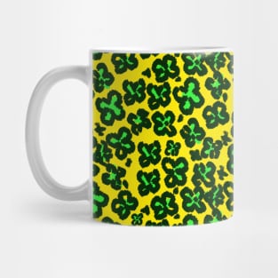 Green on Yellow Shamrock Shaped Leopard Print for Saint Patrick's Day Mug